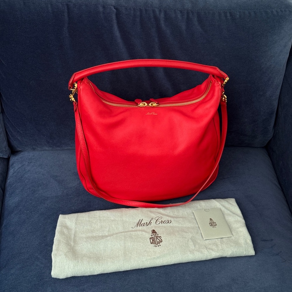Mark Cross Red Leather Hobo Bag